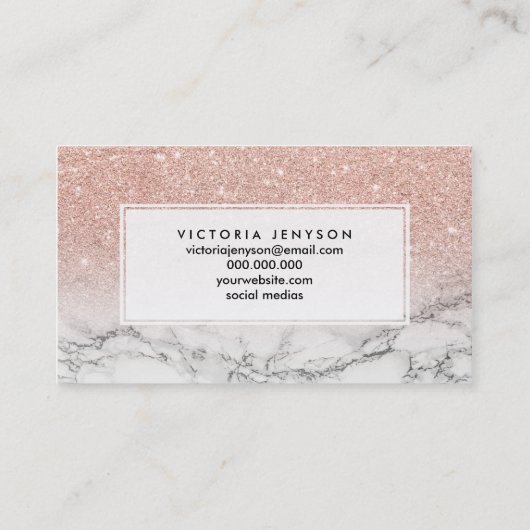 Carte De Visite Microbling faux rose rose parties scintillant marb (Dos)