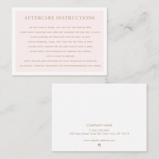 Carte De Visite Microbling - Instructions pour les soins postérieu (Devant / Derrière)