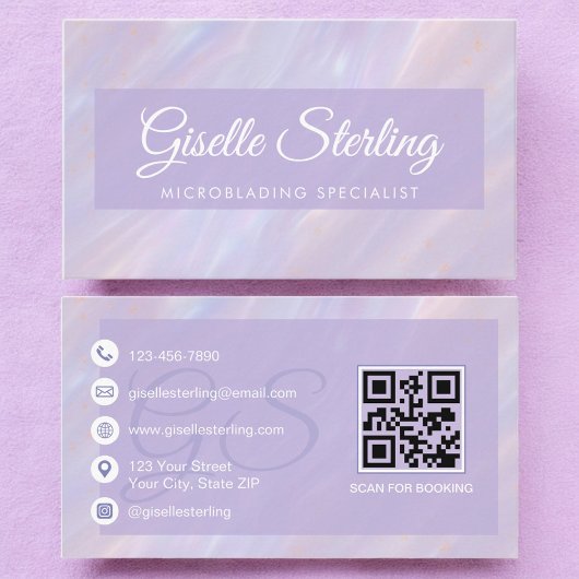 Carte De Visite Microbling Iridescente Pastel Opal Holographie