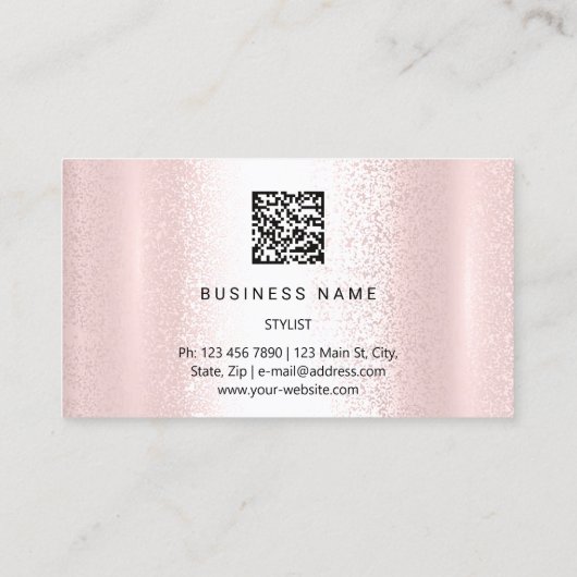 Carte De Visite Microlame à fraise Eyelash. Logo QR CODE gris arge (Dos)