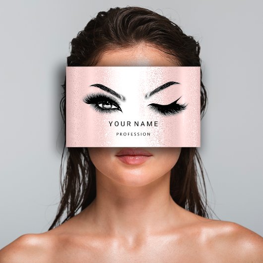 Carte De Visite Microlame à fraise Eyelash. Logo QR CODE gris arge