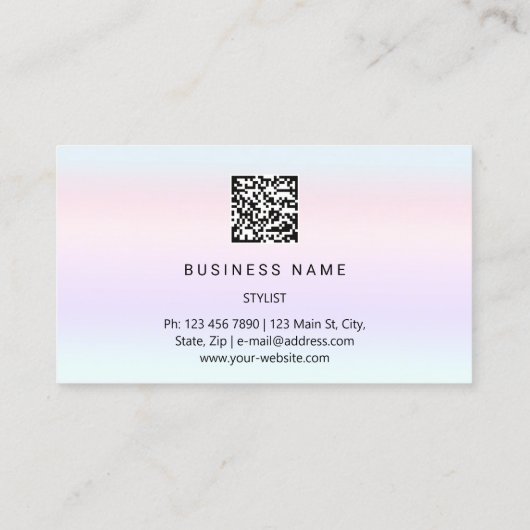 Carte De Visite Microlame à fraise Eyelash. Logo QR CODE Silver Om (Dos)