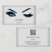 Carte De Visite Microlame Eyelash Brow QR Logo Bleu Lashes (Devant / Derrière)