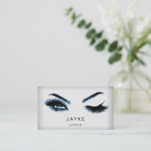 Carte De Visite Microlame Eyelash Brow QR Logo Bleu Lashes (Debout devant)