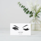 Carte De Visite Microlame Eyelash Brow QR Logo gris blanc (Debout devant)