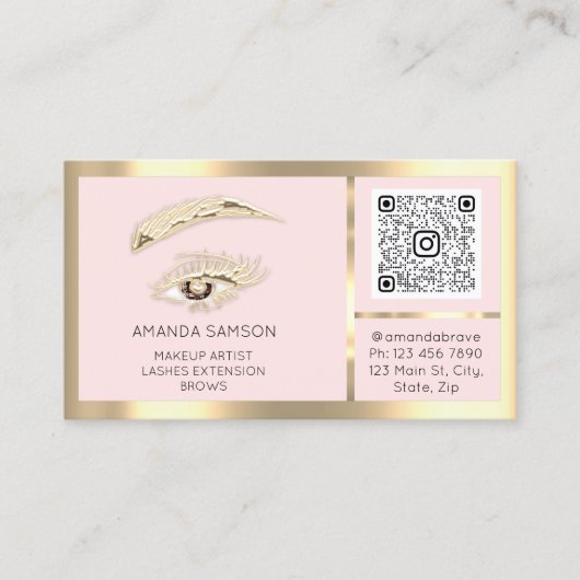 Carte De Visite Microlame Eyelash Brown QrCode (Devant)