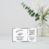 Carte De Visite Microlame Eyelash QRCODE Aftercare Silver White (Debout devant)