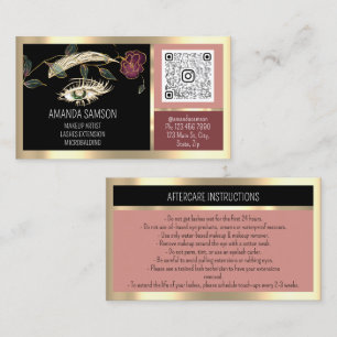 Carte De Visite Microlame Eyelash QRCODE Rose de soins postérieurs