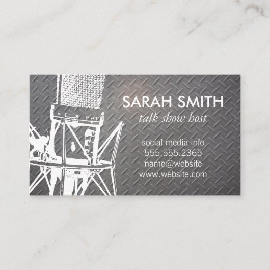 Carte De Visite Microphone / Animation | Arrière - plan métallique (Devant)
