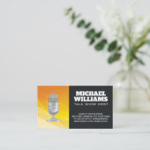 Carte De Visite Microphone | Arrière - plan d'incendie stylisé (Debout devant)