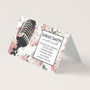 Carte De Visite Microphone avec motif floral