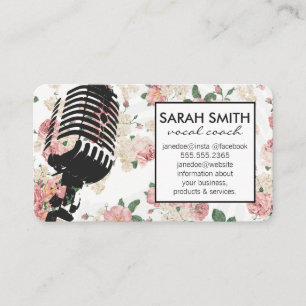 Carte De Visite Microphone avec motif floral