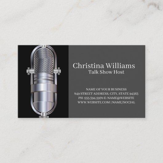 Carte De Visite Microphone | Chanteur Animateur (Devant)