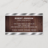 Carte De Visite Microphone en bois rustique (Dos)