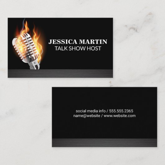 Carte De Visite Microphone flamboyant (Devant / Derrière)