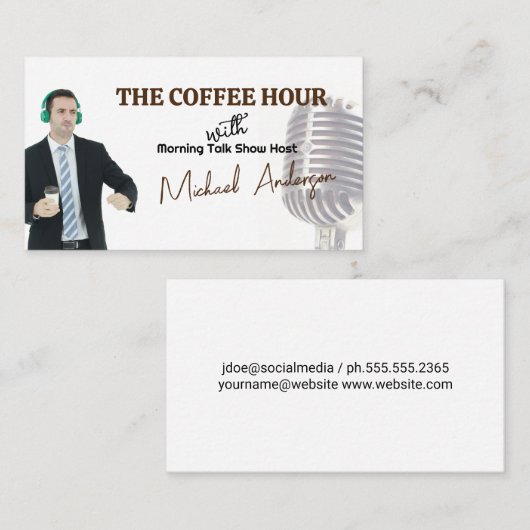 Carte De Visite Microphone | Hôte de présentation de baladodiffusi (Devant / Derrière)