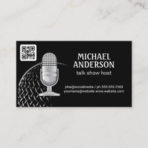 Carte De Visite Microphone   Hôte Podcast   Code QR