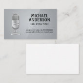 Carte De Visite Microphone | Hôte Podcast | Gris (Devant / Derrière)