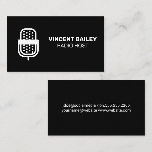 Carte De Visite Microphone | Hôte radio | Podcast (Devant / Derrière)