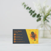 Carte De Visite Microphone jaune et orange (Debout devant)
