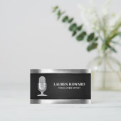 Carte De Visite Microphone métallique | Maillage noir (Debout devant)