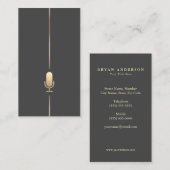 Carte De Visite Microphone minimaliste Gold (Devant / Derrière)