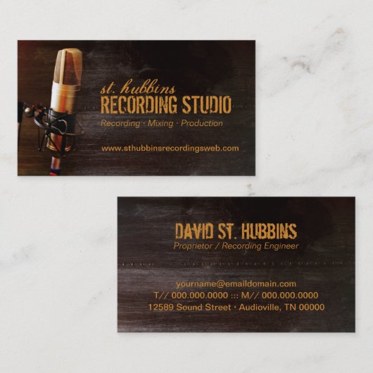 Carte de visite microphone Music Studio (Devant / Derrière)