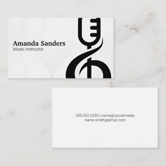 Carte De Visite Microphone Musical Note Graphic (Devant / Derrière)
