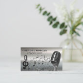 Carte De Visite Microphone / Podcaster | Musical Notes (Debout devant)