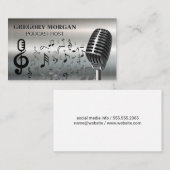 Carte De Visite Microphone / Podcaster | Notes de musique (Devant / Derrière)