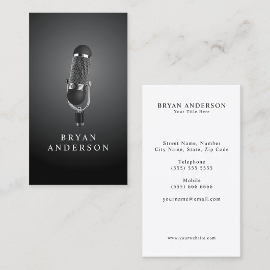 Carte de visite Microphone rétro (Devant / Derrière)