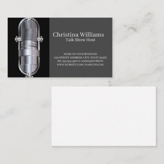 Carte De Visite Microphone | Singer Entertainer (Devant / Derrière)