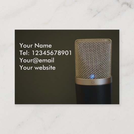 Carte De Visite Microphone sur arrière - plan sombre (Devant)