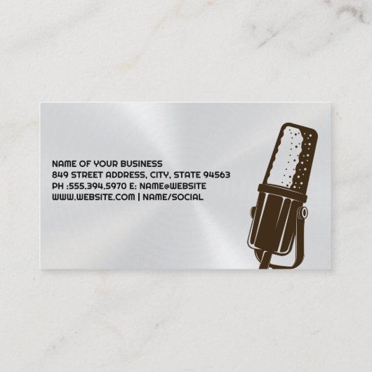 Carte De Visite Microphone | Vague audio (Dos)