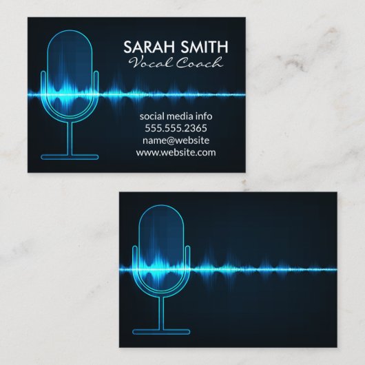 Carte De Visite Microphone | Vague audio numérique (Devant / Derrière)