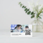 Carte De Visite Microscope Scientifique Lab QR Code (Debout devant)