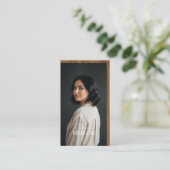Carte De Visite Mid-century Modern Minimal Woodgrain Photo QR Code (Debout devant)