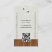 Carte De Visite Mid-century Modern Minimal Woodgrain Photo QR Code (Dos)