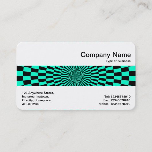 Carte De Visite Middle Band - Op Art Turquoise et Noir (Devant)