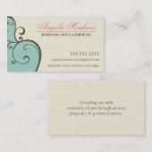 Carte De Visite MIDWIFE DOULA créative tourbillons crème menthe br (Devant / Derrière)