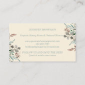 Carte De Visite Miel Apiary Floral Rustique Ivory (Dos)