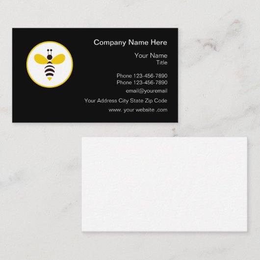 Carte De Visite Miel Bee Thème Simple (Devant / Derrière)