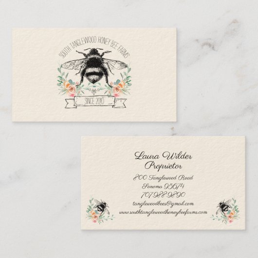 Carte De Visite Miel tiré à la main Apiary Beekeeper (Devant / Derrière)
