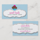 CARTE DE VISITE mignon audacieux cupcake pastel bl (Devant / Derrière)