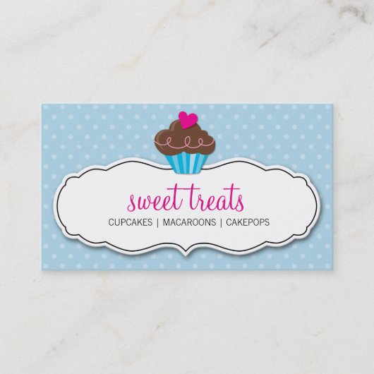 CARTE DE VISITE mignon audacieux cupcake pastel bl (Devant)