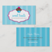 CARTE DE VISITE mignon bold cupcake aqua bleu rose (Devant / Derrière)