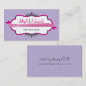 CARTE DE VISITE mignon chic fuschia rose violet (Devant / Derrière)