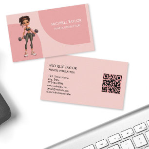 Carte De Visite Mignon Coach de Fitness de Dessin Animé Féminin Ro