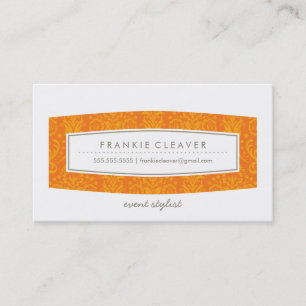 CARTE DE VISITE mignon damask motif panneau orange