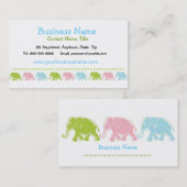 Carte de visite mignon d'éléphants (Devant / Derrière)